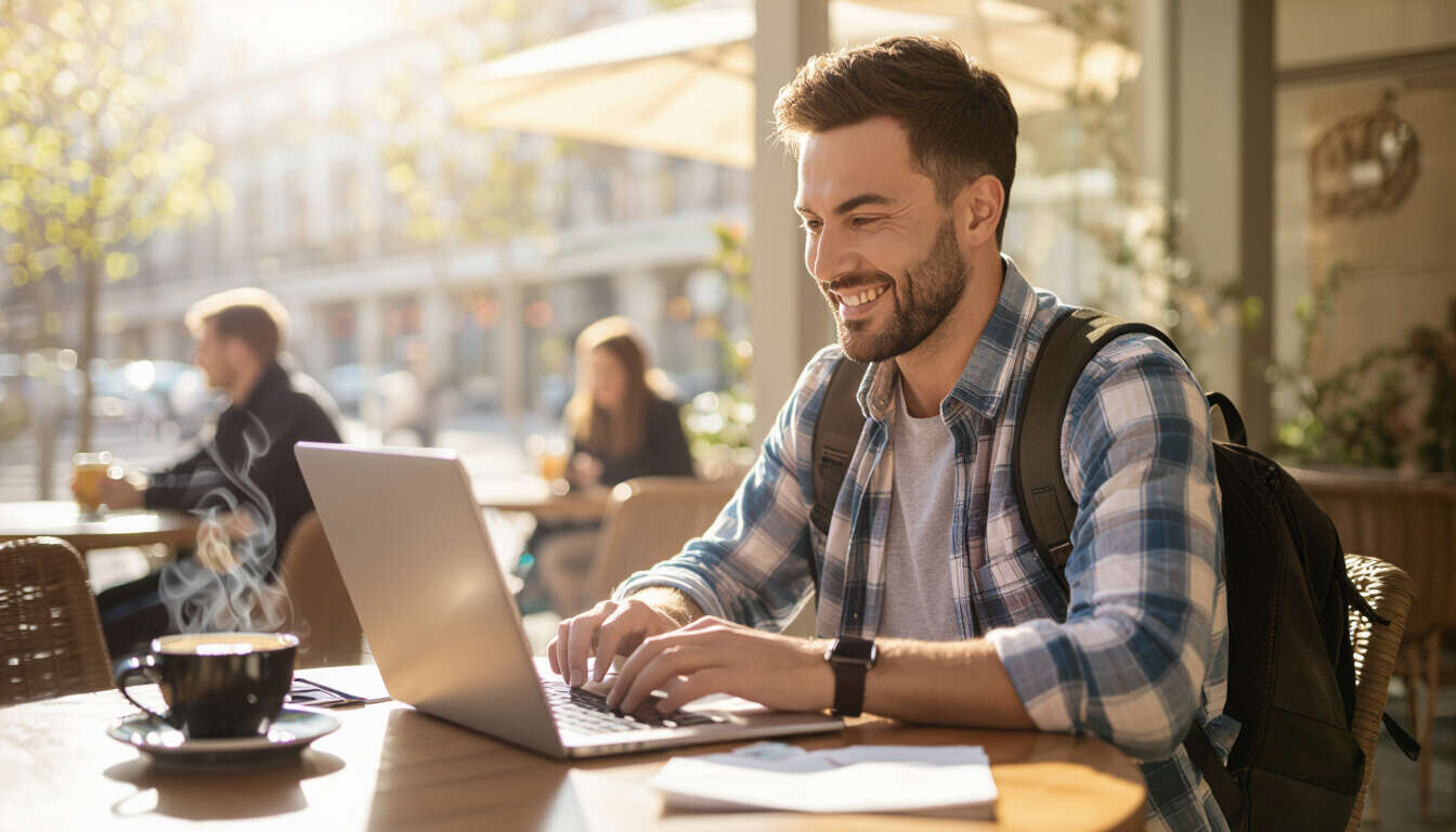 Entdecken Sie praktische Tipps, um Cafés in produktive Arbeitsplätze zu verwandeln, während Sie budgetbewusst reisen. Lernen Sie, wie Sie günstige Orte auswählen, den Fokus beibehalten und Arbeit mit Abenteuer kombinieren, für einen erfüllenden nomadischen Lebensstil.
